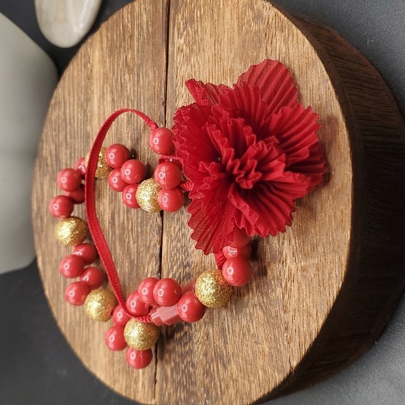 B2924 Christmas nights festive rose bloom wrap‎ bracelet - Picture 1 of 3